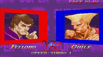 Street Fighter 2 _ Fei Long vs Guile (hardest)