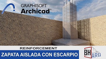 Zapata aislada con escarpio y refuerzo con #reinforcement  en #archicad
