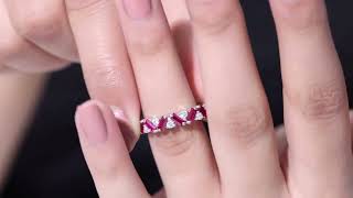 Baguette Shape Lab Grown Ruby Half Eternity Ring