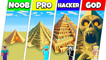 Minecraft Battle: NOOB vs PRO vs HACKER vs GOD: SAND DESERT HOUSE BASE BUILD CHALLENGE / Animation