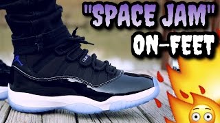 jordan 11 space jam on feet