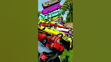 Mixed Color Buses Tower Fall Explode & Crash - BeamNG Drive #Youtubeshorts