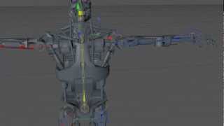 Terminator T 800 figure rig test  3d model green screen animation  s01r01