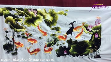 Tranh thêu 9 con cá - Tranh thêu cá chép hoa sen mã số 06 của chị Giang ở quận Phú Nhuận