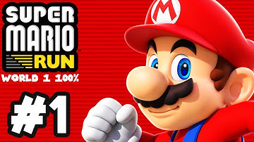 Super Mario Run Gameplay Walkthrough Part 1 - World 1 100% (ALL PINK COINS)