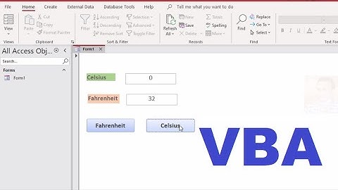 Conversion between Celsius and Fahrenheit temperature in MS access forms VBA