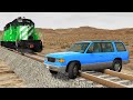 Cars Crash vs Trains and Rails - BeamNG.Drive