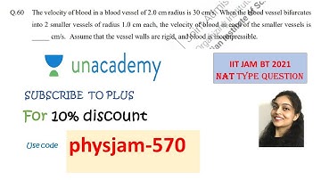 Rate of flow | Problem 1 | IIT JAM BT 2021 solved | Qs. no. 60
