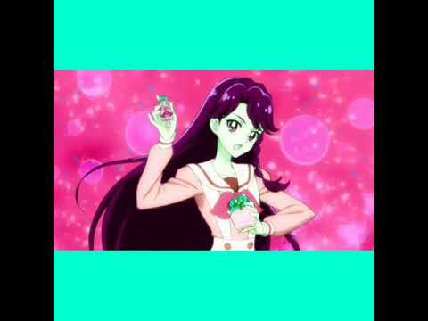 Pink Cure Mermaid and neon green Cure Flora dual transformation scenes.