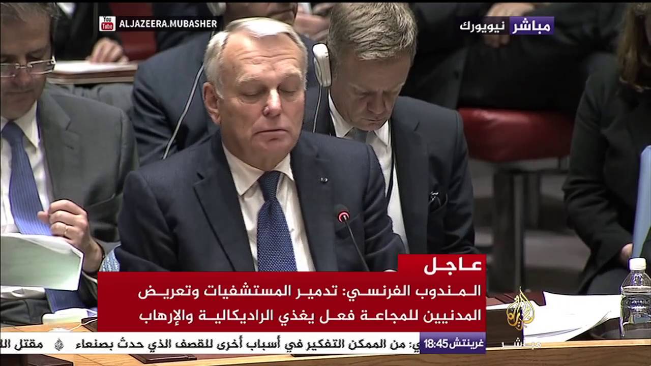 وزير الخارجية الفرنسي : مشروع القرار الفرنسي يهدف للوقف الفوري للقتال وإيصال المساعدات لحلب
