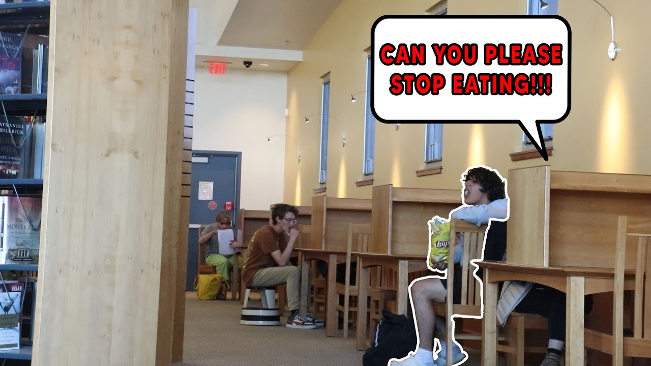 Loud Distracting Library Eating Loud In Library Prank! - YouTube