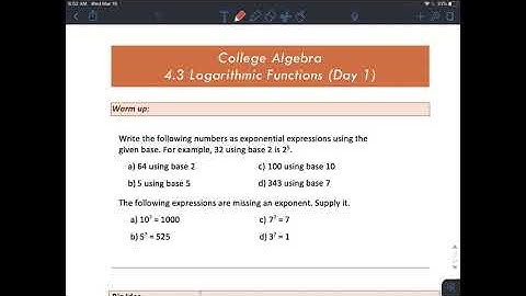 Precalculus Algebra - 4.3 Logarithmic Functions Part 1