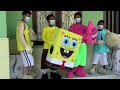 MY FRIENDS UNBOXING WEARING COSPLAY UPIN IPIN PATRICK STAR SPONGEBOB SQUAREPANTS ON MY WAY LILY ALAN