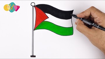 رسم علم فلسطين سهل || تعلم كيف ترسم العلم الفلسطيني بطريقة سهلة | كيفيه رسم علم فلسطين