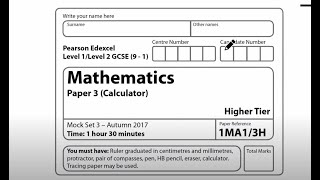 GCSE Maths Mock set 3 paper 3H calculator