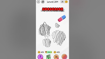 Braindom Level 204 clean the scribbled page.