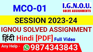 MCO 1 Solved Assignment 2023-24 Hindi, MCO 1 Solved Assignment 23-24, MCO-01 Assignment