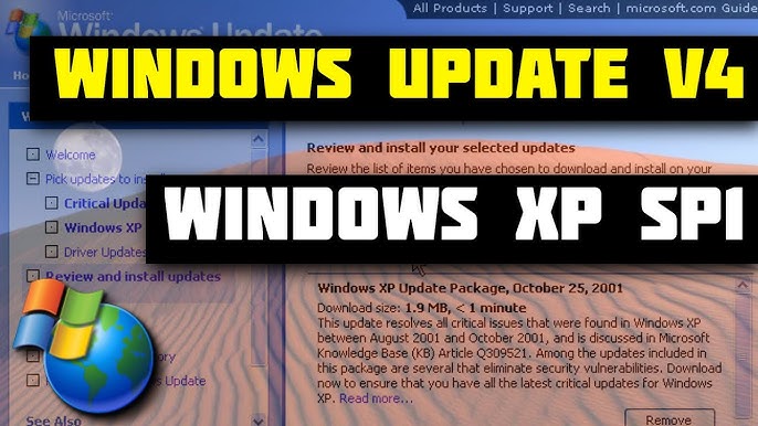 Upgrading XP RTM To SP1 In Windows Update V4 - YouTube