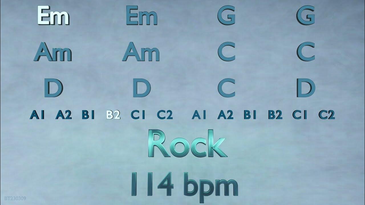 Backing Track in E Minor Em Em G G Am Am C C D D C D Rock 114 bpm