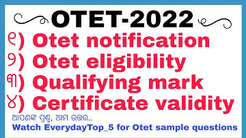 OTET 2022//OTET notification//OTET eligibility// OTET qualifying marks// OTET certificate validity