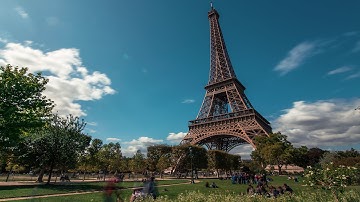 Eiffel Tower & Champ de Mars Garden 2, Paris - Time Lapse 4K (Royalty Free Footage)