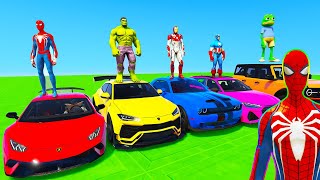 Spiderman Cars Mega Desert Ramp Challenge ! Superhero Hulk Goku Jeep Epic New Stunt Race - Gta V Mod