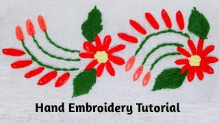 Hand Embroidery Tutorial For Beginner.New Borderline Embroidery Design.Stitching.@RSAcreativeworld