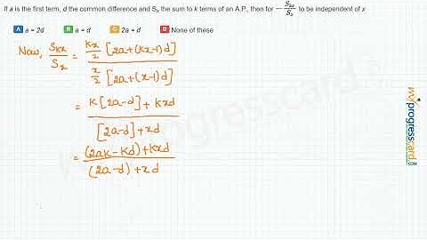 If a is the first term, d the common difference and Sk