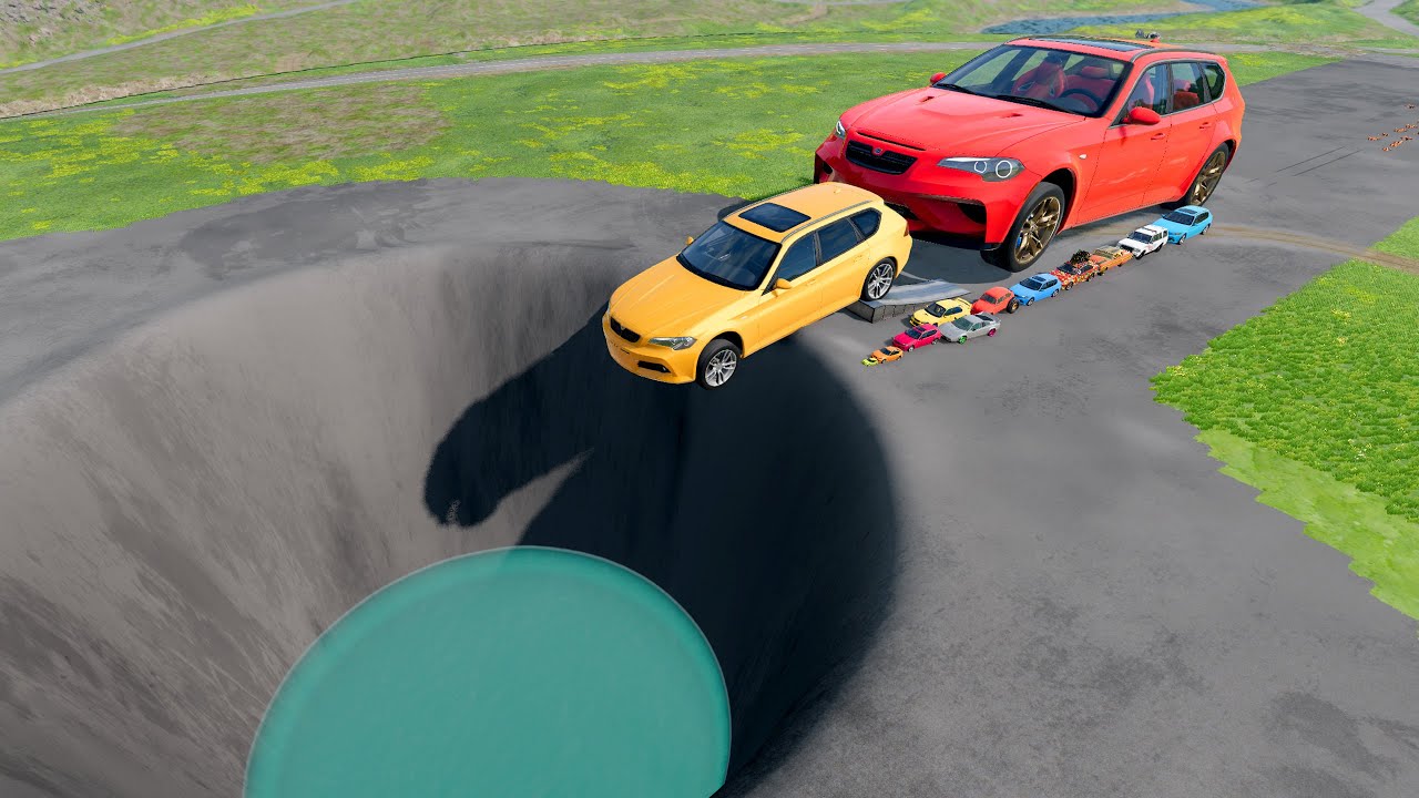 🔥 БОЛЬШИЕ И МАЛЕНЬКИЕ МАШИНКИ против ГИГАНТСКОЙ ЯМЫ #77 💥 – BeamNG.drive Extreme Crash Challenge ...