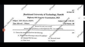 Jharkhand Diploma 6th Semester Internet of Things | PYQ | 2023 |  #questionpaper #iot