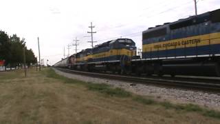 ICE SD40-2's bring a freight into Besenville,IL