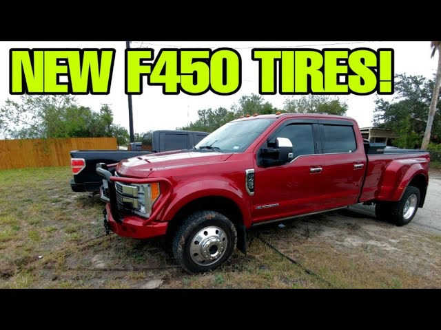 BIG FORD F450 Get new tires! Evaluating Continental HD3 Tires! - YouTube