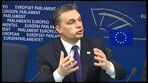 Hungary's PM Orban at EU parliament - press conference in Strasbourg
