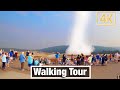 Yellowstone Walks  - Walking Around Old Faithful Buildings - 4K Virtual Travel Walking Treadmill