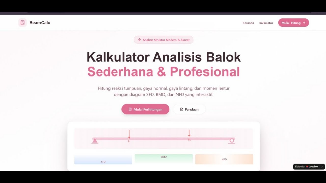 BeamCalc - Kalkulator Analisis Balok Sederhana