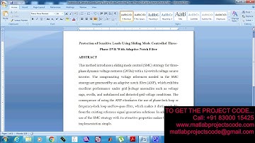 Protection of Sensitive Loads Using Sliding Mode Controlled Three Phase DVR With Adaptive-2019-20