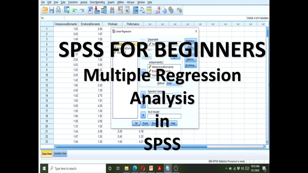 Multiple Regression Analysis in SPSS (For Beginners)