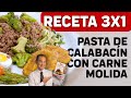Receta Dieta 3x1 - Pasta De Calabacín Con Carne Molida Y Brócoli Y Ensalada De Espárragos