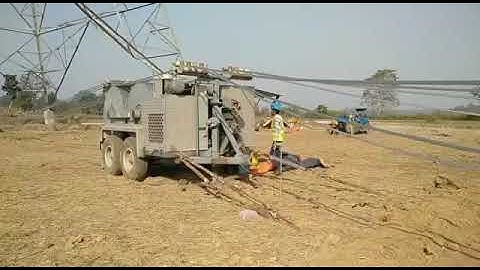 stringing work 765kv DC line