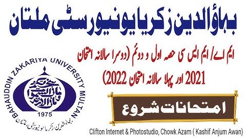 Bahauddin Zakariya University Multan Exams ( Annual System ) | M.A / M.S.c Exams | Clifton Studio