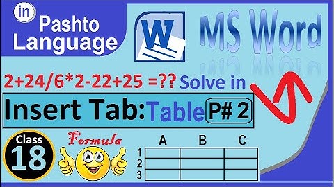 MS Word 2010 Insert tab Table group Part. 2 | winword 2010 Insert tab Table group Part. 2 in Pashto