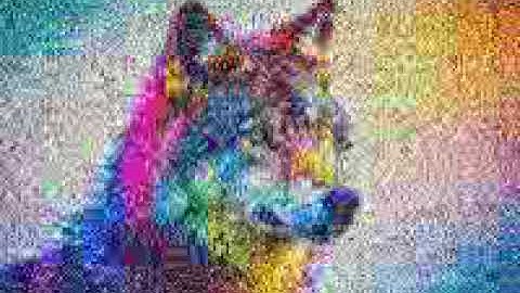 A ghostly psychedelic Wolf emerges from random bit-soup