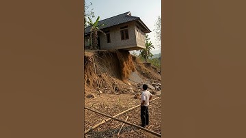 Landslide Leaves Home on the Bring of Destruction (AI Simulation) #disaster #shortvideo #landslide