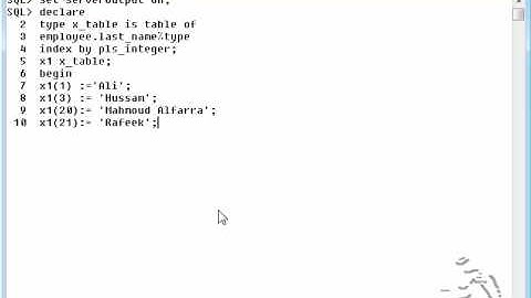how to declare the index by table in PLSQL (Oracle)?
