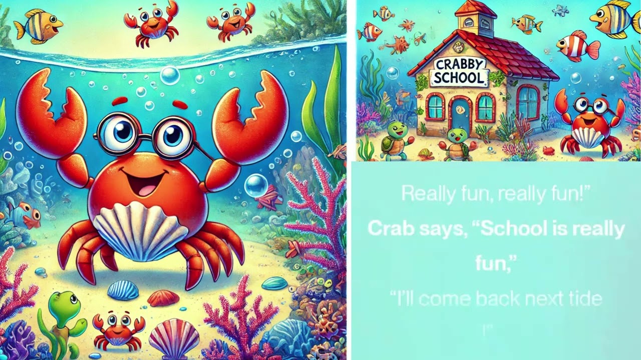 Ocean Learning Rhyme for Toddlers, Preschool & Babies | Crab School Song for Kids