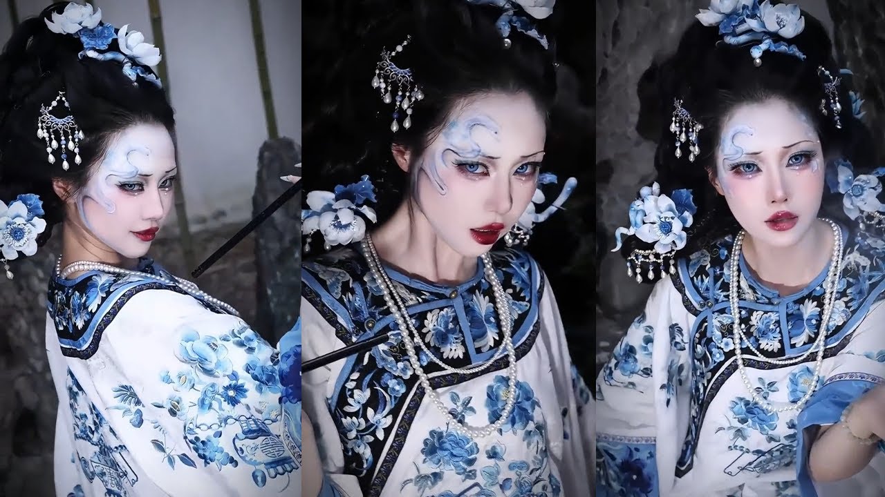 捅蛇窝了，今天是一只“破产感”十足的蛇妖（bushi ）#青花瓷 #蛇女 #是初九啊 #仿妆