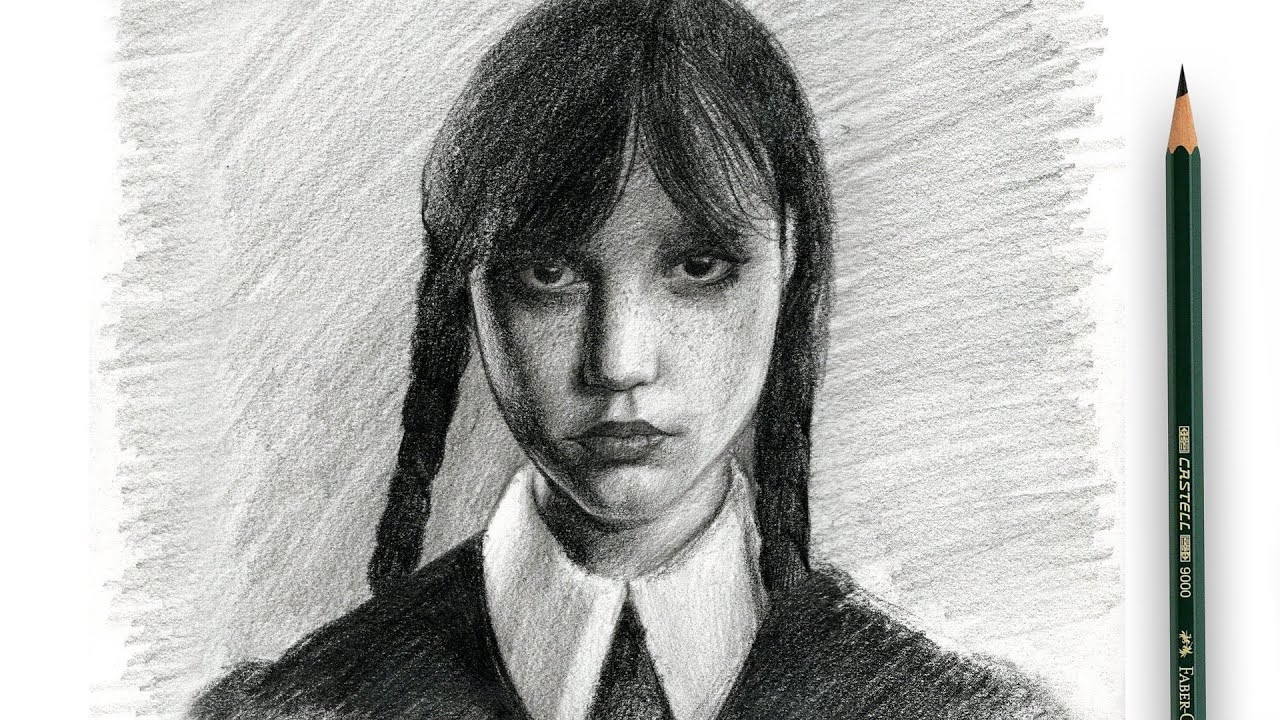 Dessin de Mercredi / Wednesday Addams (Netflix) - YouTube