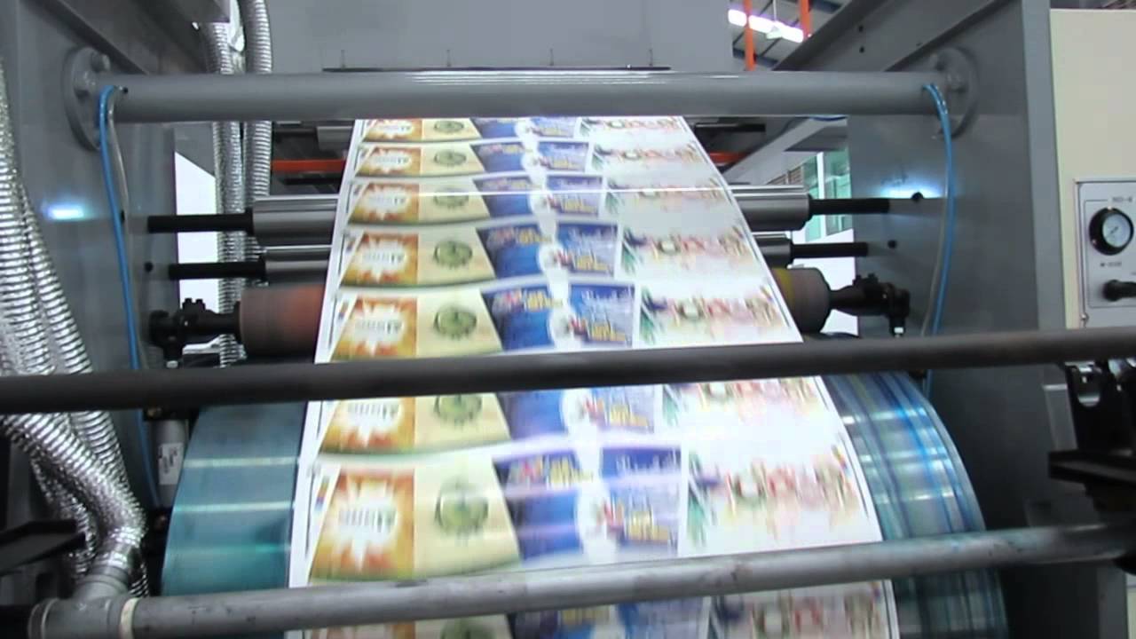 6 color flexo printing machine - YouTube