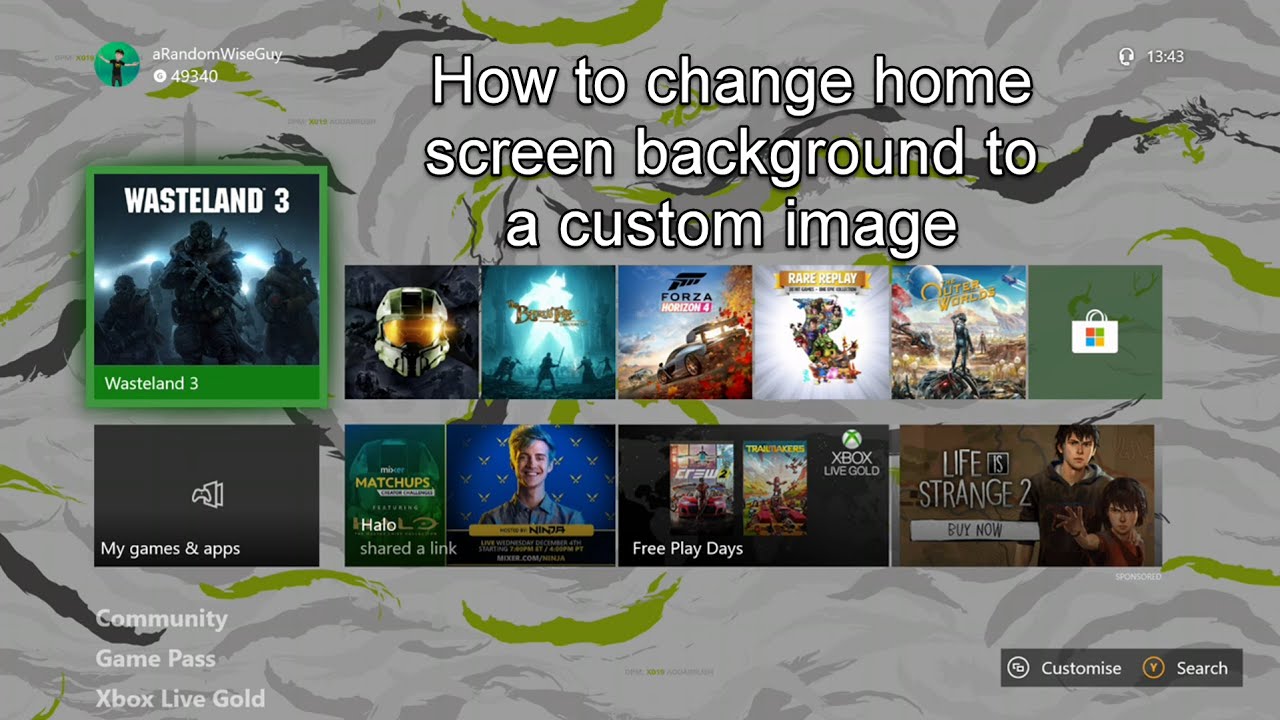 How To Change Your Xbox One Home Screen Background YouTube