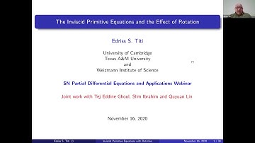 SN Partial Differential Equations and Applications Webinars - Edriss Titi